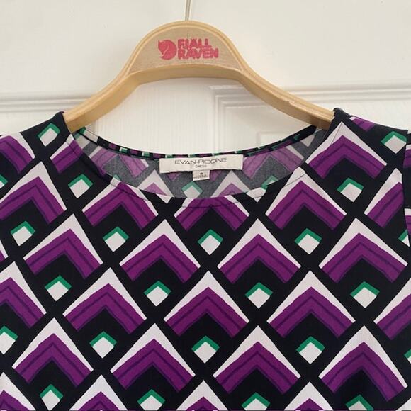 Evan-Picone Dress Geometric Print Cap Sleeve Stretch Women's Size 8 - Picture 4 of 14